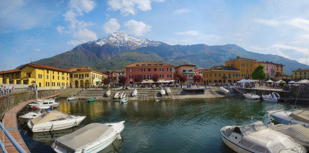 Town of Colico on Lake Como, Italy - April 2019.