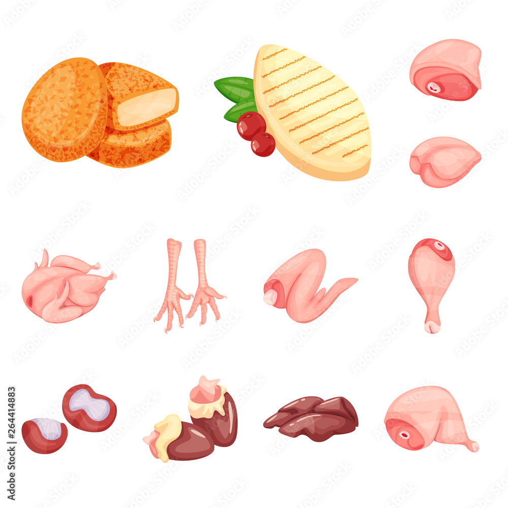 Vector design of meat and raw sign. Set of meat and grilled vector icon for stock. Vector design of meat and raw sign. Set of meat and grilled vector icon for stock.