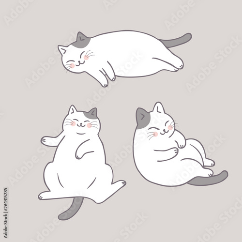 Cartoon cute cat sleeping vector.