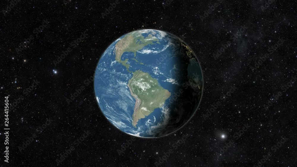 Planet earth from space. Day to night world globe spinning slowly ...