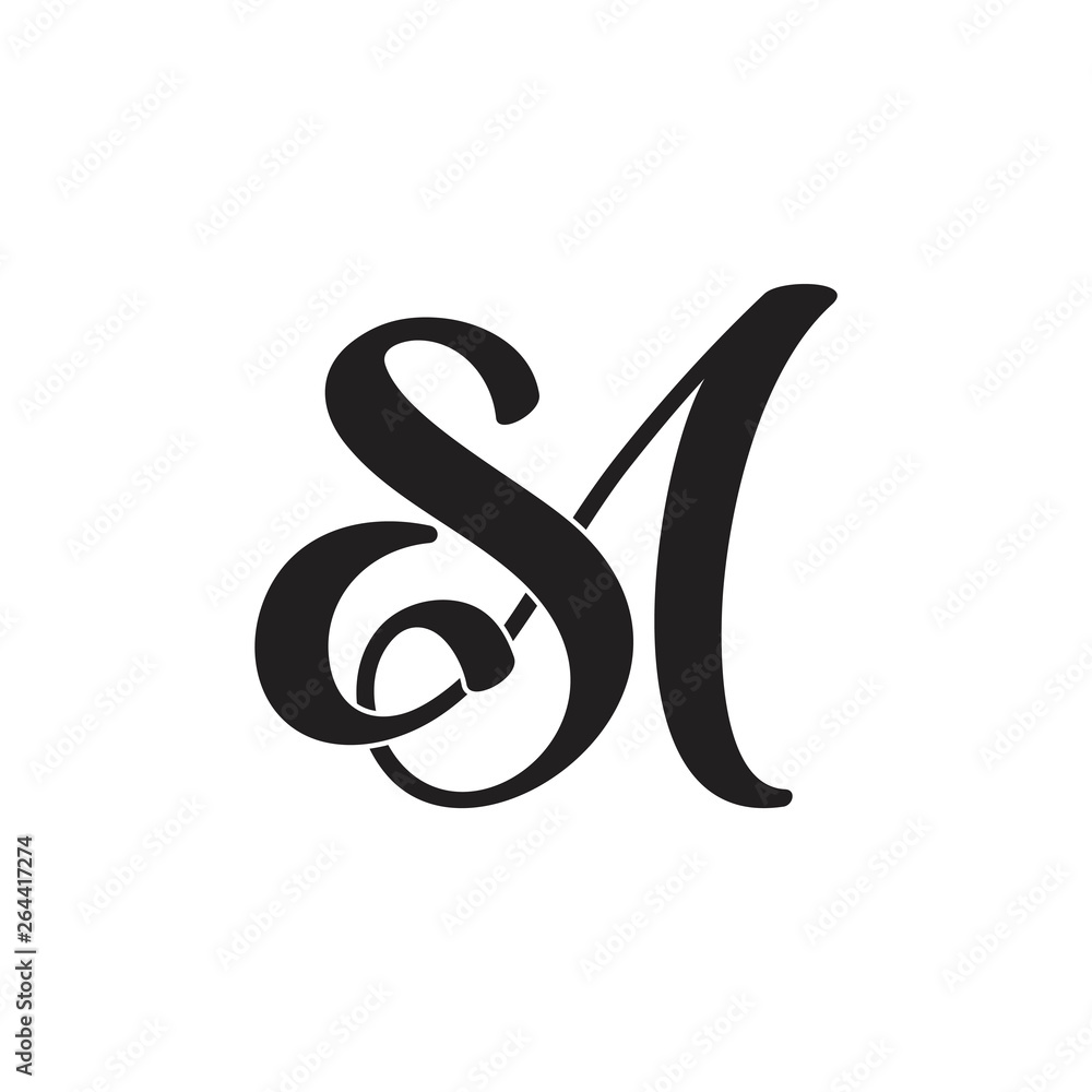letter sm simple linked curves ribbon logo vector Stock Vector ...