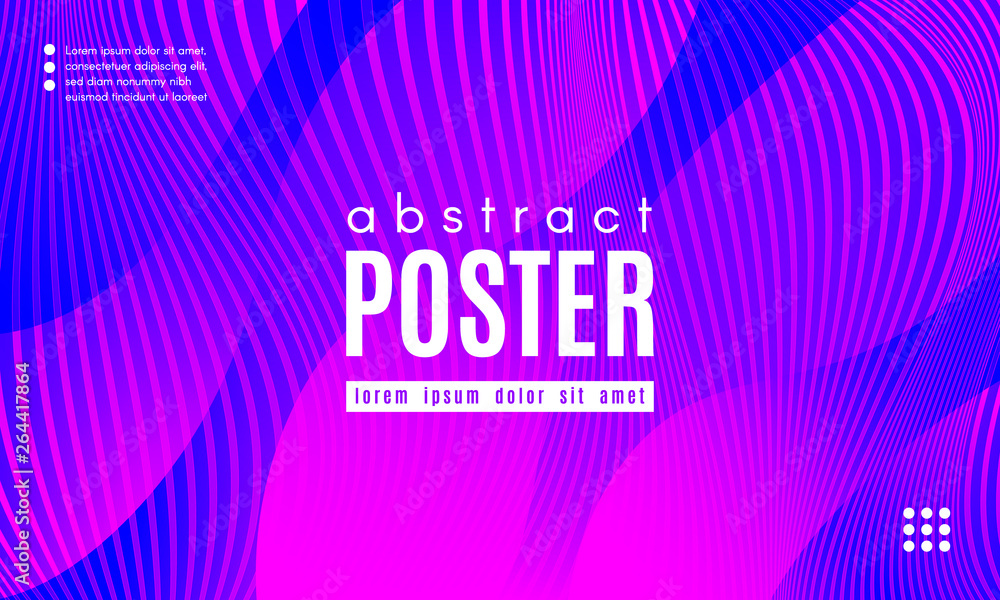 Abstract Wave Poster with Color Fluid Shapes.