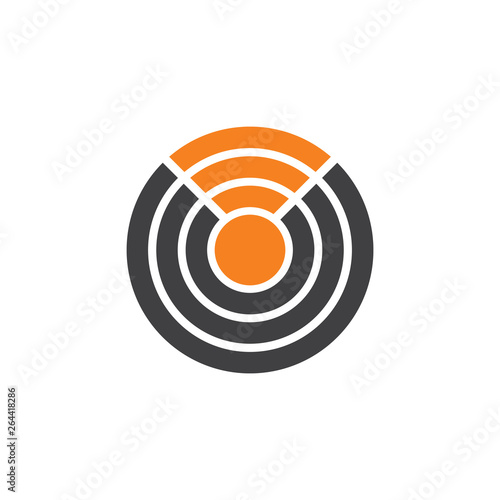abstract letter u stripes circle signal design logo vector