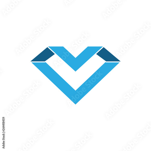 abstract letter mv geometric diamond logo vector