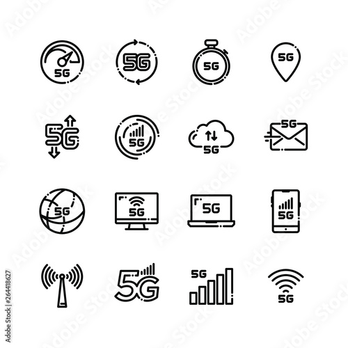 5G network wireless technology icons