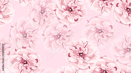 Watercolor Roses, Floral Seamless Pattern.