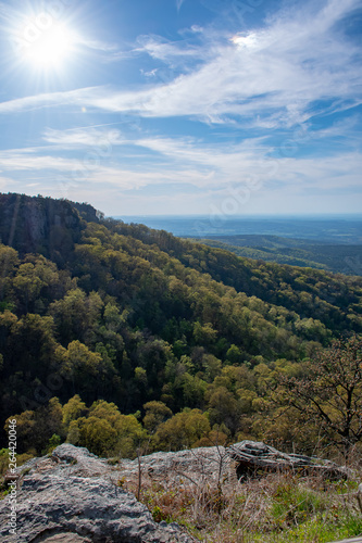 View of the valley from the top of a mountain in Ozarks, Arkansas