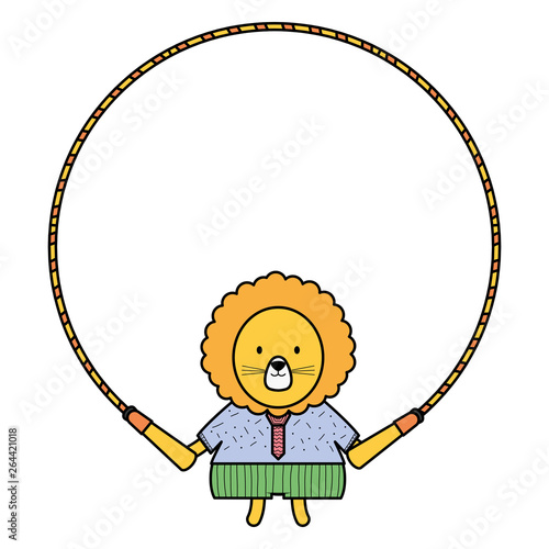 cute lion jumping rope