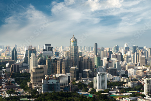 Modern building in Bangkok business district at Bangkok city with skyline, Thailand.