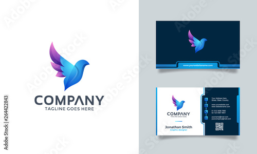 Bird logo design with business card
