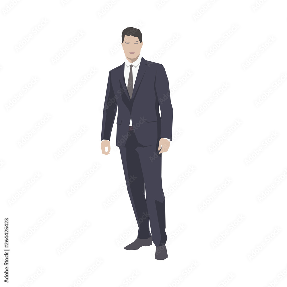 Business man standing, isolated geometric vector illustration. Flat design. Business people Business man standing, isolated geometric vector illustration. Flat design. Business people