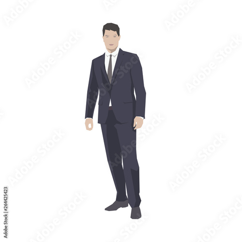 Business man standing, isolated geometric vector illustration. Flat design. Business people