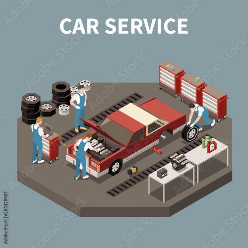 Car Service Isometric Composition