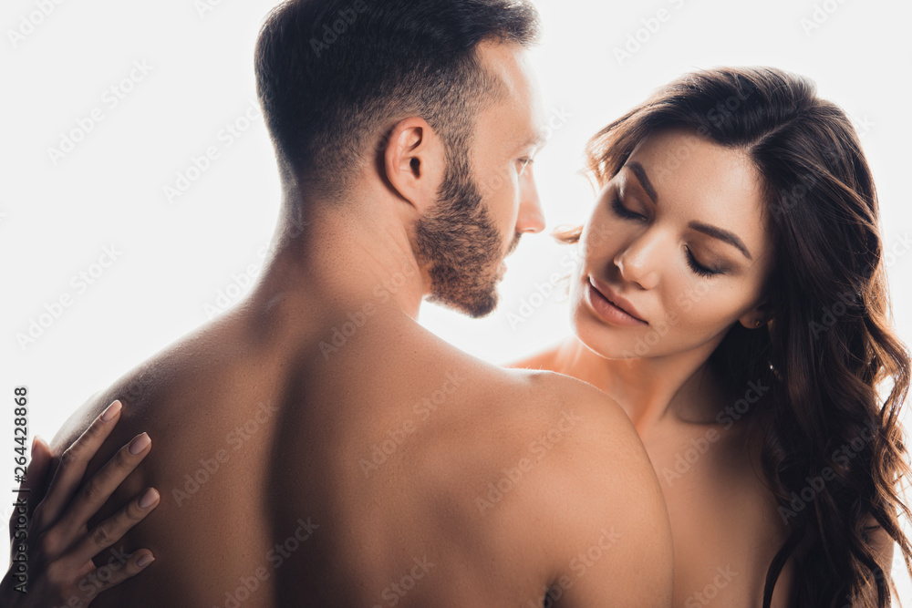 naked loving couple embracing isolated on white naked loving couple embracing isolated on white