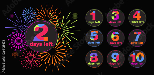 number of days to go, badges or sticker design, flat vector design