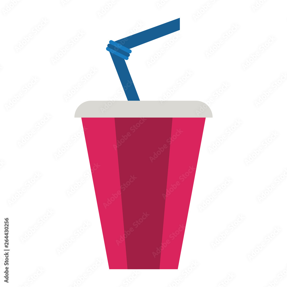 Soda cup with straw isolated flat Soda cup with straw isolated flat