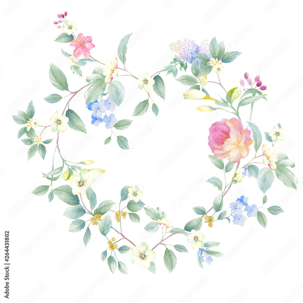 Watercolor floral composition,Perfect for invitation,wedding or greeting cards