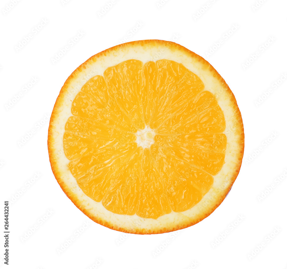 Fresh juicy orange slice isolated on white Fresh juicy orange slice isolated on white