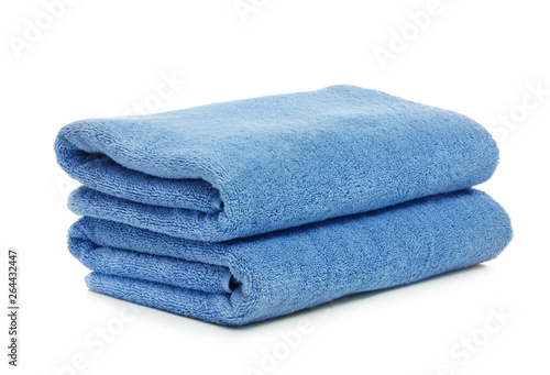 Clean color folded towels on white background