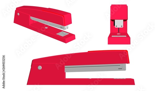 red stapler isolated on white background
