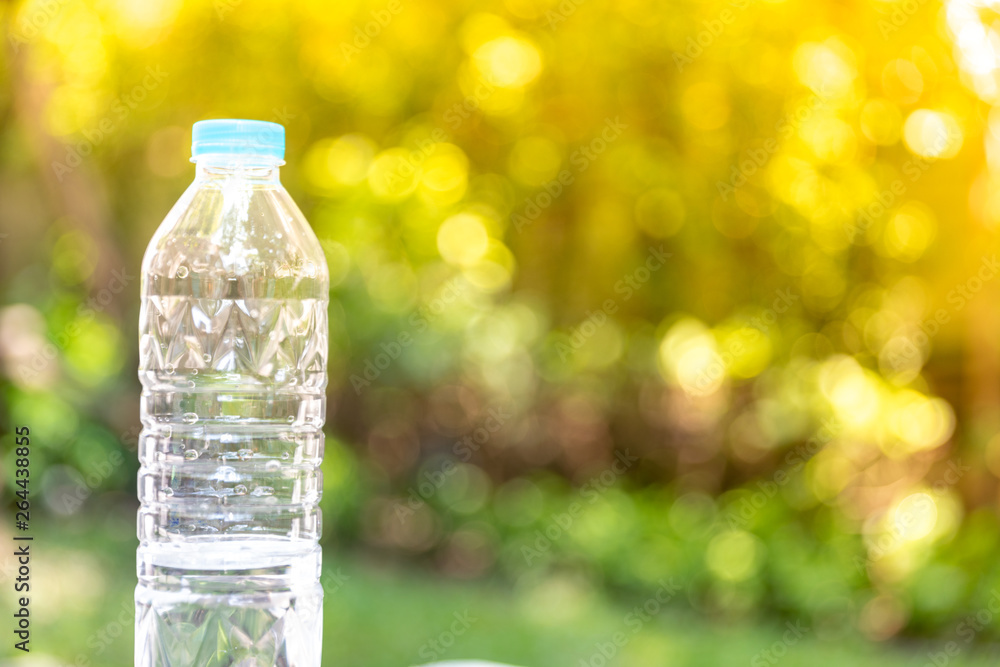 Bottle water made to plastic on background.Using wallpaper for package or product copy space Bottle water made to plastic on background.Using wallpaper for package or product copy space