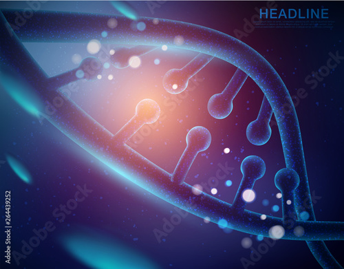 Abstract fututristic dna helix structure. Genetics biology science background. Future dna technology
