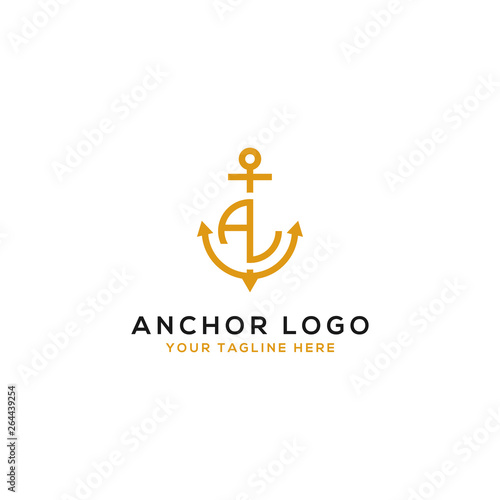 Logo Design AL anchor artistic alphabet logo icons that are elegant, trendy. - Vector