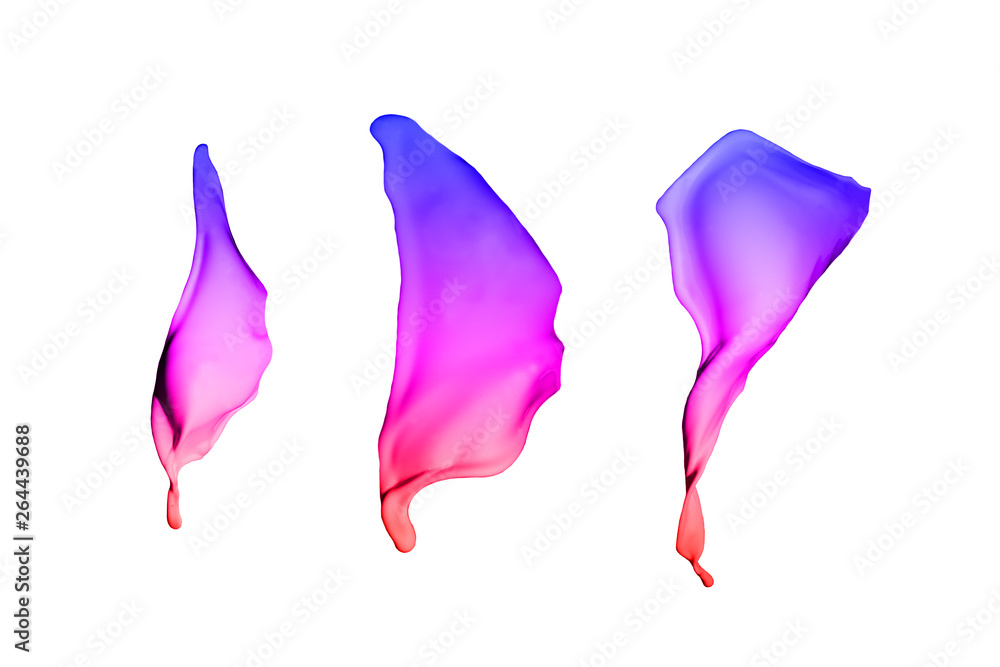 Fototapeta premium Colored paint splashes isolated on white background.