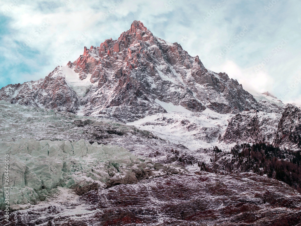 View of snow-covered mountain peak