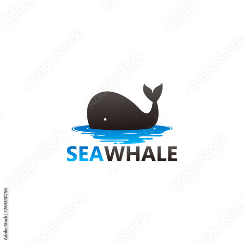 Sea Whale Logo Template Design Vector, Emblem, Design Concept, Creative Symbol, Icon