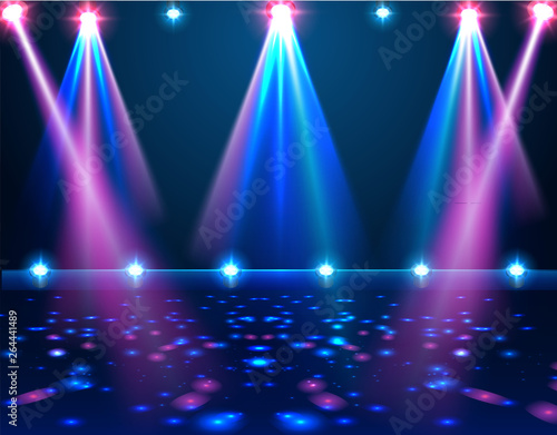 Bright stadium arena lighting spotlight vector illustration