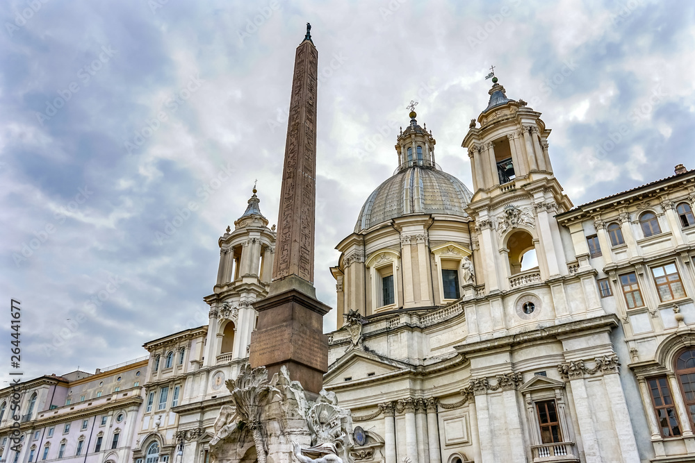 Saint Agnese In Agone Church Obelisk Piazza Navona Rome Italy