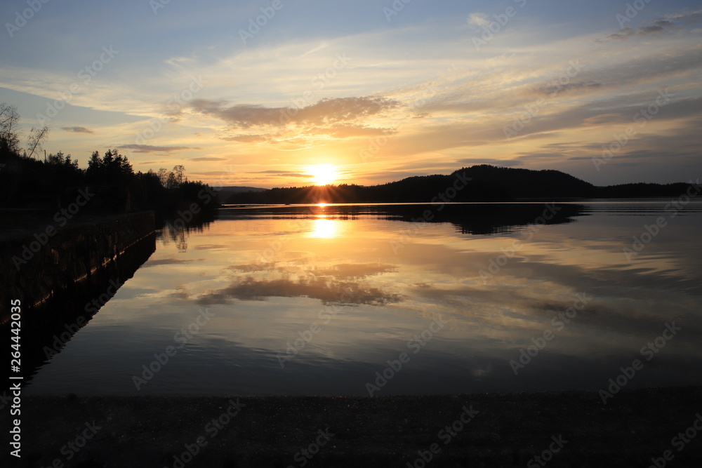 sunset on lake