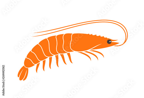 Shrimp logo. Isolated shrimp on white background. Prawns