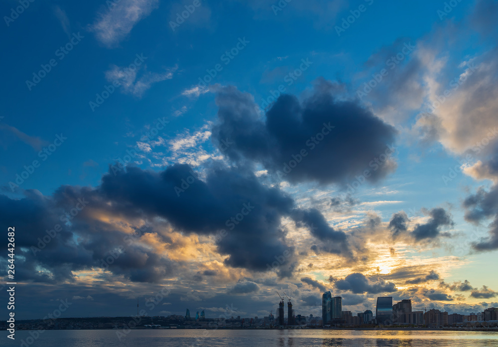 Cloudy sunset over Baku