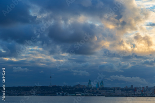 Cloudy sunset over Baku