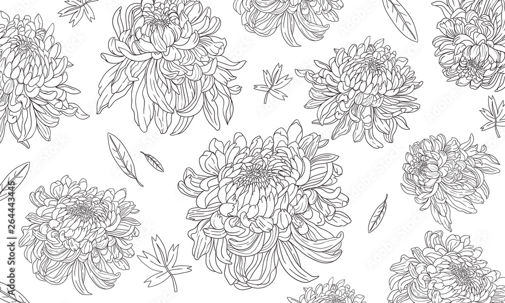 Chrysanthemum Pattern Black & White