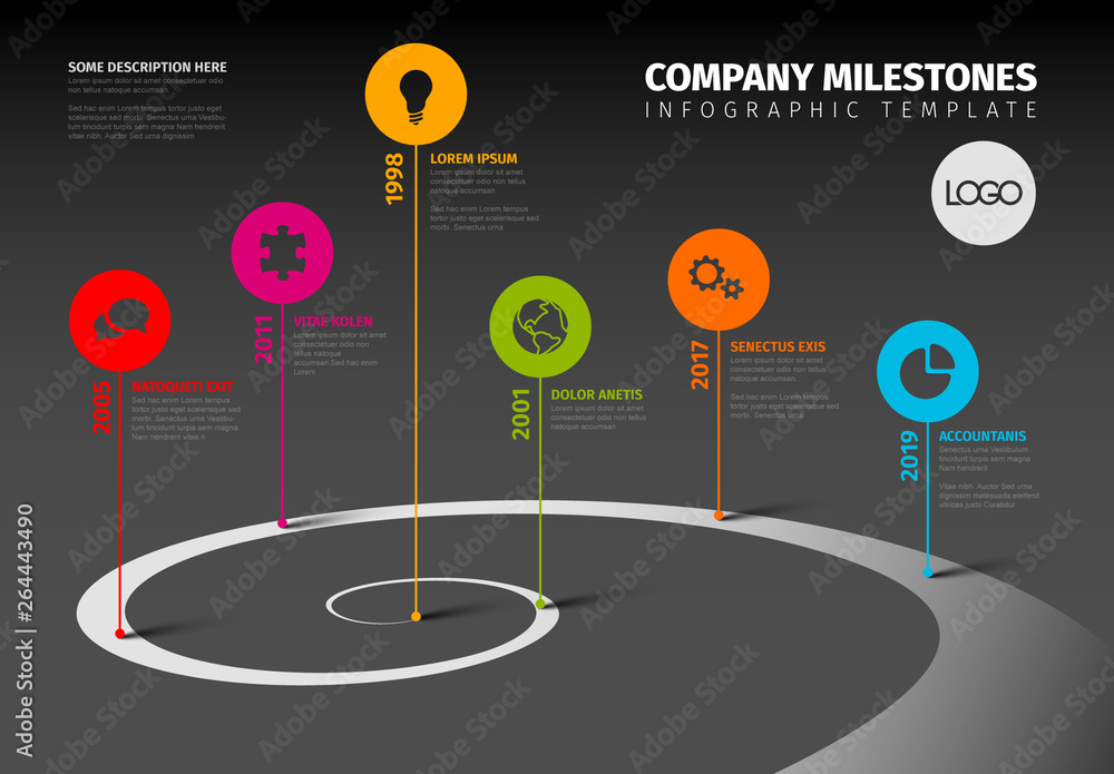 Colorful Spiral Timeline Layout Stock Template | Adobe Stock