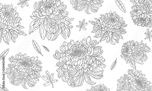 Fototapeta Naklejka Na Ścianę i Meble -  Chrysanthemum Pattern Black & White