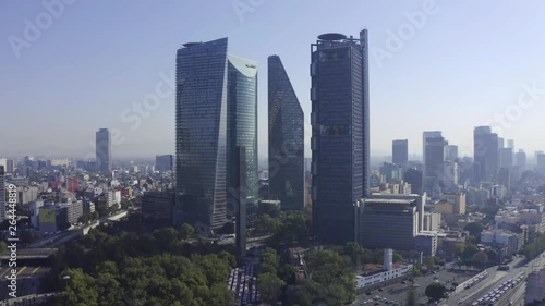 DRONE FLIGHT OVER BUILDINGS AND SKYSCRAPERS. CIRCUITO INTERIOR AVENUE. MEXICO CITY. photo