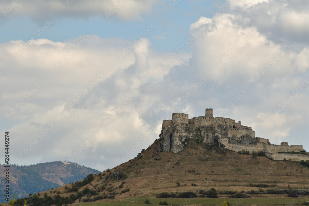 walls of the ruin of a historic castle in the countryside Spis Slovakia walls of the ruin of a historic castle in the countryside Spis Slovakia