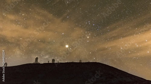Milky Way, Jupiter, Moon and Venus coming up behind the Observatory of Tenerife photo