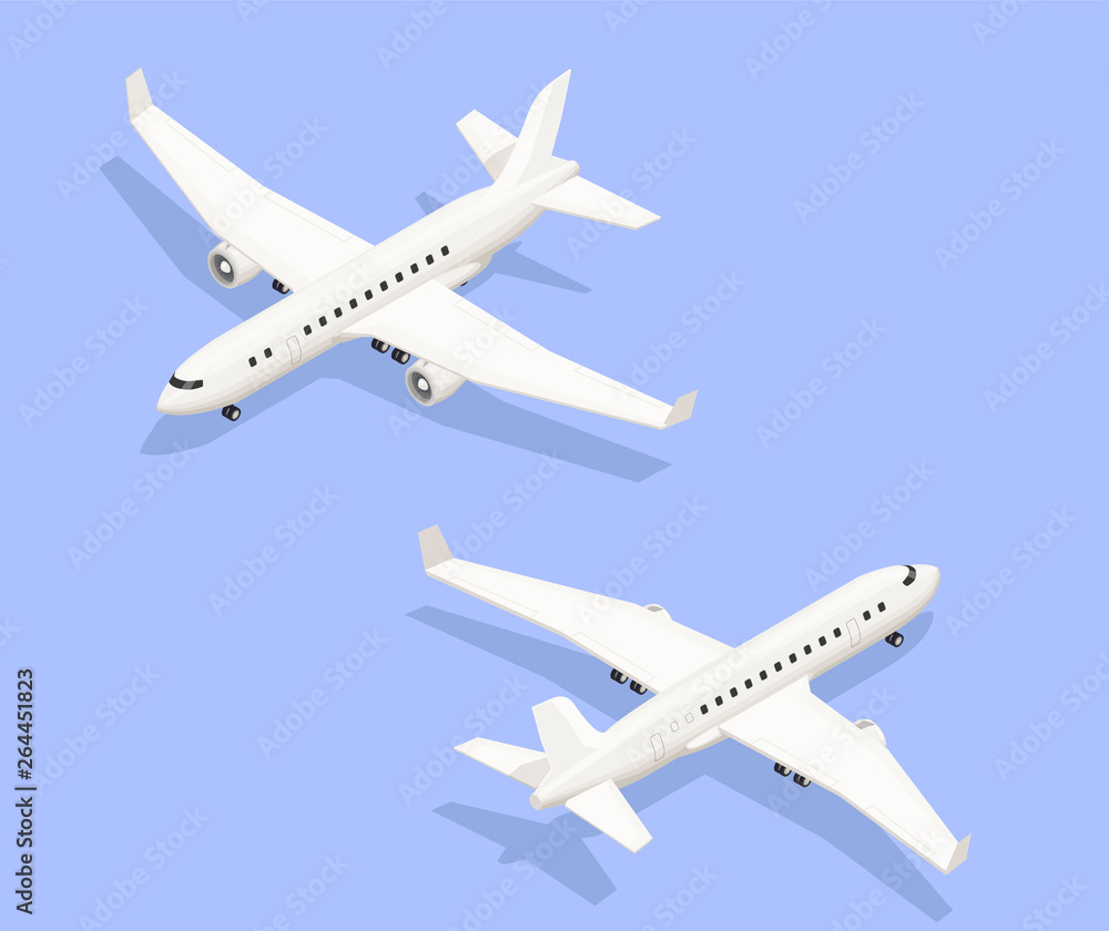 Isometric Jet Airplanes Composition