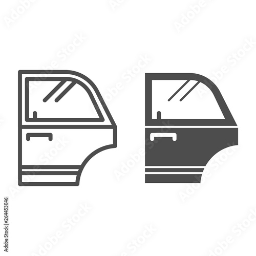 Door of automobile line and glyph icon. Car detail vector illustration isolated on white. Car part outline style design, designed for web and app. Eps 10.