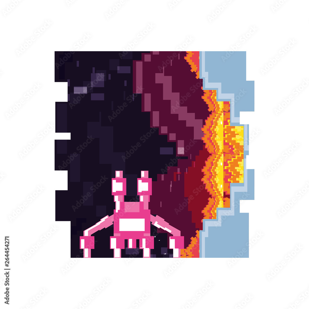 Fototapeta premium video game monster alien pixelated