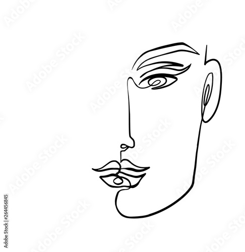 hand drawn vector illustration of woman face, beauty concept, continuous line