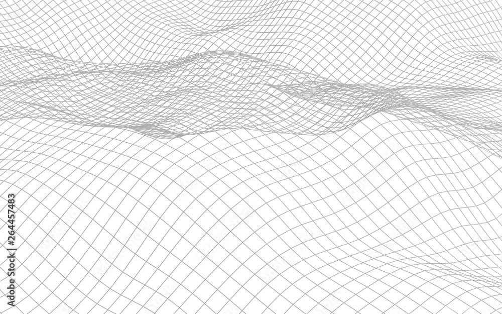 Abstract landscape on a white background. Cyberspace grid. hi tech network. 3d illustration Abstract landscape on a white background. Cyberspace grid. hi tech network. 3d illustration