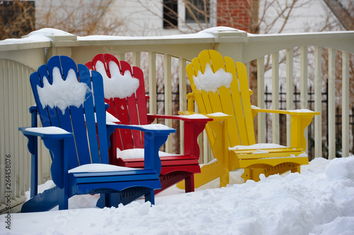 colourful adirondack chairs