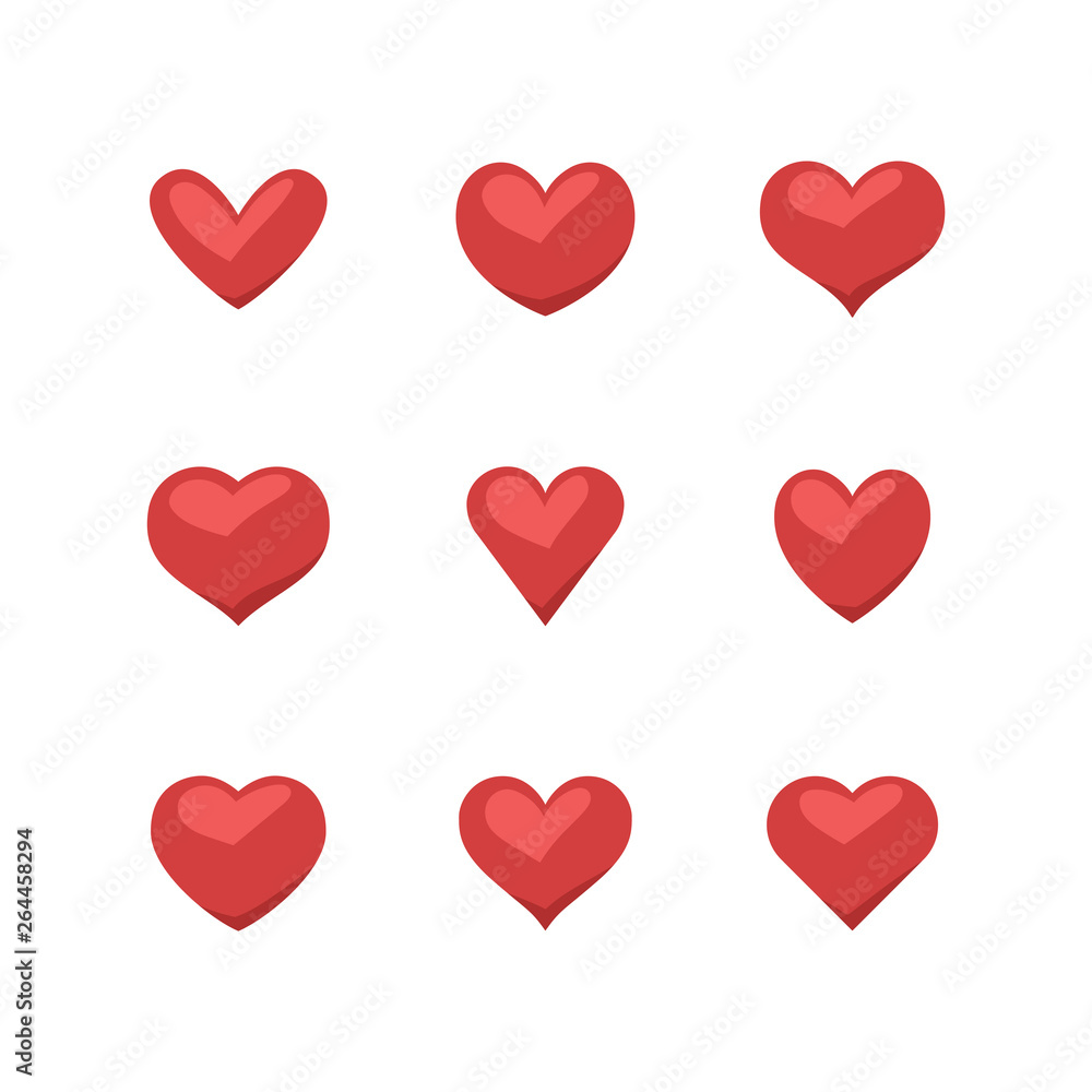 Collection of heart illustrations, set of hearts, love symbol