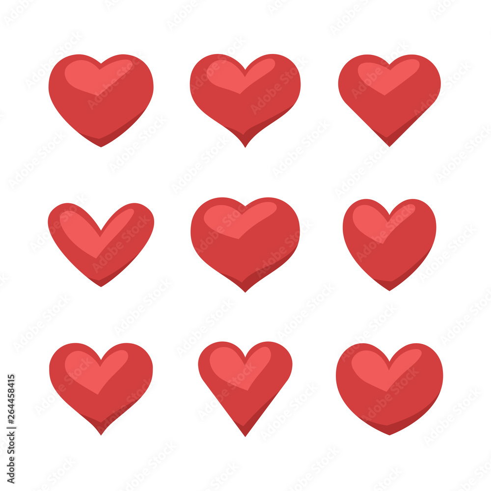 Collection of heart illustrations, set of hearts, love symbol Collection of heart illustrations, set of hearts, love symbol
